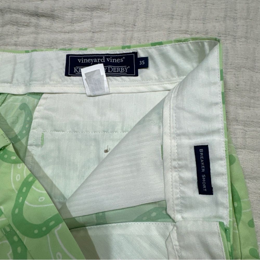 Vineyard Vines Kentucky Derby Breaker Shorts Green Lucky Horseshoe Men's Size 35 - Picture 6 of 9